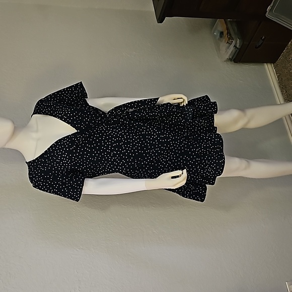 RELIPOP Polka Dot Ruffle Flounce Wrap Dress Large - Picture 2 of 10